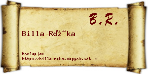 Billa Réka névjegykártya